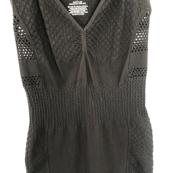 Intimately Free People Black Mesh Bodycon Mini Dress V-Neck Stretch‎ Sz M/L - Picture 6 of 9